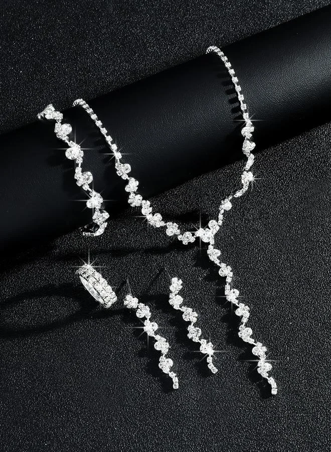 Take Two  4-Piece Embellished Necklace, Bracelet, Ring And Earrings Jewelry Set for Women | Best Price UAE